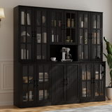 RichYa Curio Cabinets with Glass Doors,Tall Display Cabinet with Storage Shelf,5-Tier Modular Bookcases with Doors for Living Room,Dining Room(BEB)