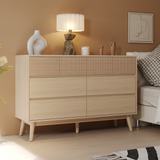 RichYa Fluted 8-Drawer Dresser for Bedroom, Chest of Drawers with Handle Free Design for Living Room,Natural Oak