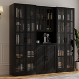 RichYa Curio Cabinets with Glass Doors,Tall Display Cabinet with Storage Shelf,5-Tier Modular Bookcases with Doors for Living Room,Dining Room(AEA)