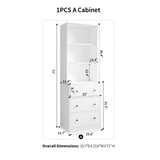 RichYa 2Pcs 71''H Tall Bookcase with Glass Door,3 Tier Display Bookshelves for Home Office,Living Room,White