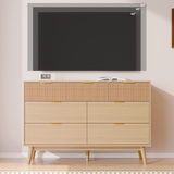 RichYa Fluted 7 Drawer Dresser for Bedroom,Chest of Drawers with Metal Handle,Wooden TV Stand for Living Room,Natural Oak