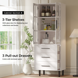 RichYa 3Pcs Grid Bookcases with Doors,Modular Furniture Bookcases,5-Tier Bookshelves with Glass Doors & Study Legs for Living Room