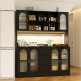 RichYa 64.4''H Kitchen Pantry Cabinet with RGB LED Light,3 Drawers Hutch Buffet Storage Cabinet with Glass Doors & Adjustable Shelves for Dining Room