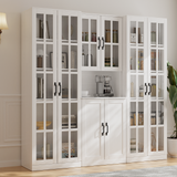 RichYa Curio Cabinets with Glass Doors,Tall Display Cabinet with Storage Shelf,5-Tier Modular Bookcases with Doors for Living Room,Dining Room(AEA)