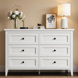 RichYa 6 Drawer Dresser for Bedroom,Chest of Drawers with Metal Knobs,Dresser for Closet,White