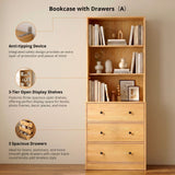 RichYa 71'' Tall Bookcase with 3 Drawers,3 Tier Display Bookshelves for Home Office,Living Room,White