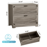 RichYa 2 Drawer Wood Lateral File Cabinet, Large Filing Cabinet for Home Office, Fits A4/Letter Size Files, Grey