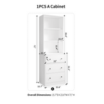 RichYa 71'' Tall Bookshelf with 3 Drawers,3 Tier Display Bookcase with Adjustable Shelves for Home Office,Living Room,White