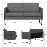 RichYa 51" Loveseat Sofa, Small Sofa Couch for Living Room, Modern Couches with Iron Legs, Dark Gray