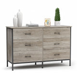 RichYa 47.3'' Drawer Dresser Chest of 6 Storage Drawers for Bedroom, Living Room, Hallway, Gray