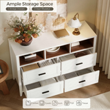 Richya 6 Drawer Dresser for Bedroom,Chest of Drawers with Open Storage Shelf,Modern Dresser for Closet,White + Walnut
