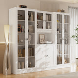 RichYa 4Pcs Kitchen Hutch Pantry Cabinets,Furniture Department Cabinet with Doors,China Cabinet with Glass Doors for Living Room