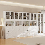 RichYa 4Pcs Kitchen Hutch Pantry Cabinets,Furniture Department Cabinet with Doors,China Cabinet with Glass Doors for Living Room