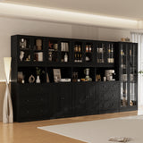 RichYa 4Pcs Kitchen Hutch Pantry Cabinets,Furniture Department Cabinet with Doors,China Cabinet with Glass Doors for Living Room