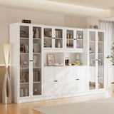 RichYa 4Pcs Kitchen Hutch Pantry Cabinets,Furniture Department Cabinet with Doors,China Cabinet with Glass Doors for Living Room