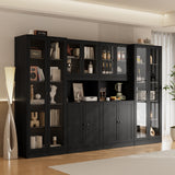RichYa 4Pcs Kitchen Hutch Pantry Cabinets,Furniture Department Cabinet with Doors,China Cabinet with Glass Doors for Living Room