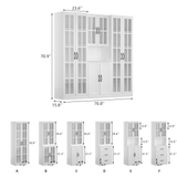 RichYa Curio Cabinets with Glass Doors,Tall Display Cabinet with Storage Shelf,5-Tier Modular Bookcases with Doors for Living Room,Dining Room(AEA)