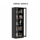 RichYa 4Pcs Kitchen Hutch Pantry Cabinets,Furniture Department Cabinet with Doors,China Cabinet with Glass Doors for Living Room
