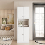 RichYa 71"H Tall Entryway Storage Cabinet,4 Doors Kitchen Pantry Cabinet with Open Shelf,3 Tier Storage Cabinets for Living Room,Entryway,Black