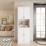 RichYa 71"H Tall Entryway Storage Cabinet,4 Doors Kitchen Pantry Cabinet with Open Shelf,3 Tier Storage Cabinets for Living Room,Entryway,Black