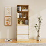 RichYa 71"H Tall Entryway Bookcase with Doors,Storage Cabinet with Open Shelf,3 Tier Bookshelf for Living Room,Entryway,Wood