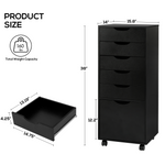 RichYa 5-Drawer Dresser with Caster Wheels, Chest of Drawers with Bottom Cabinet Storage,Storage Cabinet for Bedroom,Home Office (Black)
