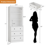 RichYa 71'' Tall Bookcase with 3 Drawers,3 Tier Display Bookshelves for Home Office,Living Room,White