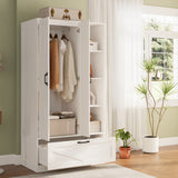 RichYa 71"H Armoire Wardrobe Closet with Drawer,Clothes Storage Cabinet with Hanging Rod,Large Wardrobe Closet with Shelves & 2 Doors for Bedroom