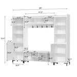 RichYa 71"H Mudroom Storage with Bench,Entryway Hall Tree with Shoe Storage & Coat Rack,Mudroom Furniture for Hallway,White