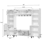 RichYa 71"H Mudroom Storage with Bench,Entryway Hall Tree with Shoe Storage & Coat Rack,Mudroom Furniture for Hallway,White