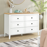 RichYa 6 Drawer Dresser for Bedroom,Chest of Drawers with Metal Knobs,Dresser for Closet,Wood