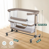 Cowiewie Bassinet Bedside Sleeper, Portable, Breathable, Adjustable Baby Bedside Bassinet for Peaceful Nights, Khaki