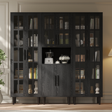 RichYa 3Pcs Grid Bookcases with Doors,Modular Furniture Bookcases,5-Tier Bookshelves with Glass Doors & Study Legs for Living Room