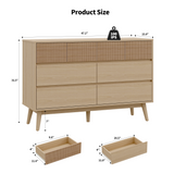 RichYa Fluted 8-Drawer Dresser for Bedroom, Chest of Drawers with Handle Free Design for Living Room,Natural Oak