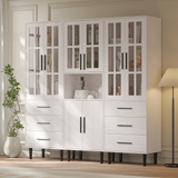 RichYa 3Pcs Grid Bookcases with Doors,Modular Furniture Bookcases,5-Tier Bookshelves with Glass Doors & Study Legs for Living Room