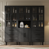 RichYa 3Pcs Grid Bookcases with Doors,Modular Furniture Bookcases,5-Tier Bookshelves with Glass Doors & Study Legs for Living Room
