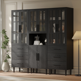 RichYa 3Pcs Grid Bookcases with Doors,Modular Furniture Bookcases,5-Tier Bookshelves with Glass Doors & Study Legs for Living Room