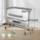 Cowiewie Bassinet Bedside Sleeper, Portable, Breathable, Adjustable Baby Bedside Bassinet, Grey