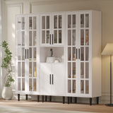 RichYa 3Pcs Grid Bookcases with Doors,Modular Furniture Bookcases,5-Tier Bookshelves with Glass Doors & Study Legs for Living Room