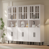 RichYa 3Pcs Grid Bookcases with Doors,Modular Furniture Bookcases,5-Tier Bookshelves with Glass Doors & Study Legs for Living Room