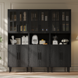 RichYa 3Pcs Grid Bookcases with Doors,Modular Furniture Bookcases,5-Tier Bookshelves with Glass Doors & Study Legs for Living Room