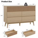 RichYa Fluted Dressers for Bedroom 7 Drawer, Chest of Drawers with Handle Free Design,Wood TV Stand Dresser
