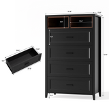 Richya 6 Drawer Dresser for Bedroom,Chest of Drawers with Open Storage Shelf,Modern Dresser for Closet,White + Walnut