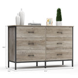 RichYa 47.3'' Drawer Dresser Chest of 6 Storage Drawers for Bedroom, Living Room, Hallway, Gray