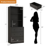 RichYa 71'' Tall Bookcase with 3 Drawers,3 Tier Display Bookshelves for Home Office,Living Room,White