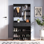 RichYa 65"H Shoe Storage Cabinet with Hat Rack,Entryway Shoe Rack with 2 Drawers,Mudroom Furniture Hall Tree for Hallway,White