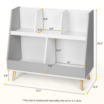 Cowiewie Kids Toy Storage Organizer 5 Bins, Toy Box Chest for Playroom Bedroom Living Room, White and Grey