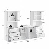 RichYa 4Pcs Kitchen Pantry Storage Cabinet Set,Modular Furniture Cabinets with Display Glass Doors,Hutch Buffet Cabinet with Drawers & Countertop for Dining Room