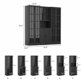 RichYa Curio Cabinets with Glass Doors,Tall Display Cabinet with Storage Shelf,5-Tier Modular Bookcases with Doors for Living Room,Dining Room(AEA)
