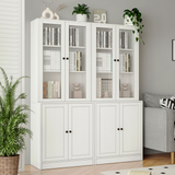 RichYa 71'' Tall White Bookshelf,5 Shelf Bookcase with Glass Door for Home Office